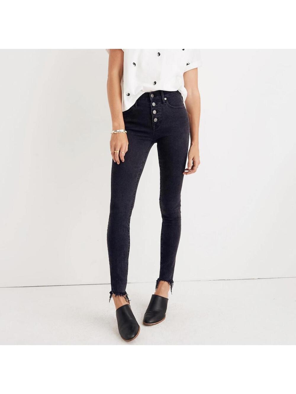 Madewell Petite 9" Mid-Rise Skinny Jeans in Berkeley Black